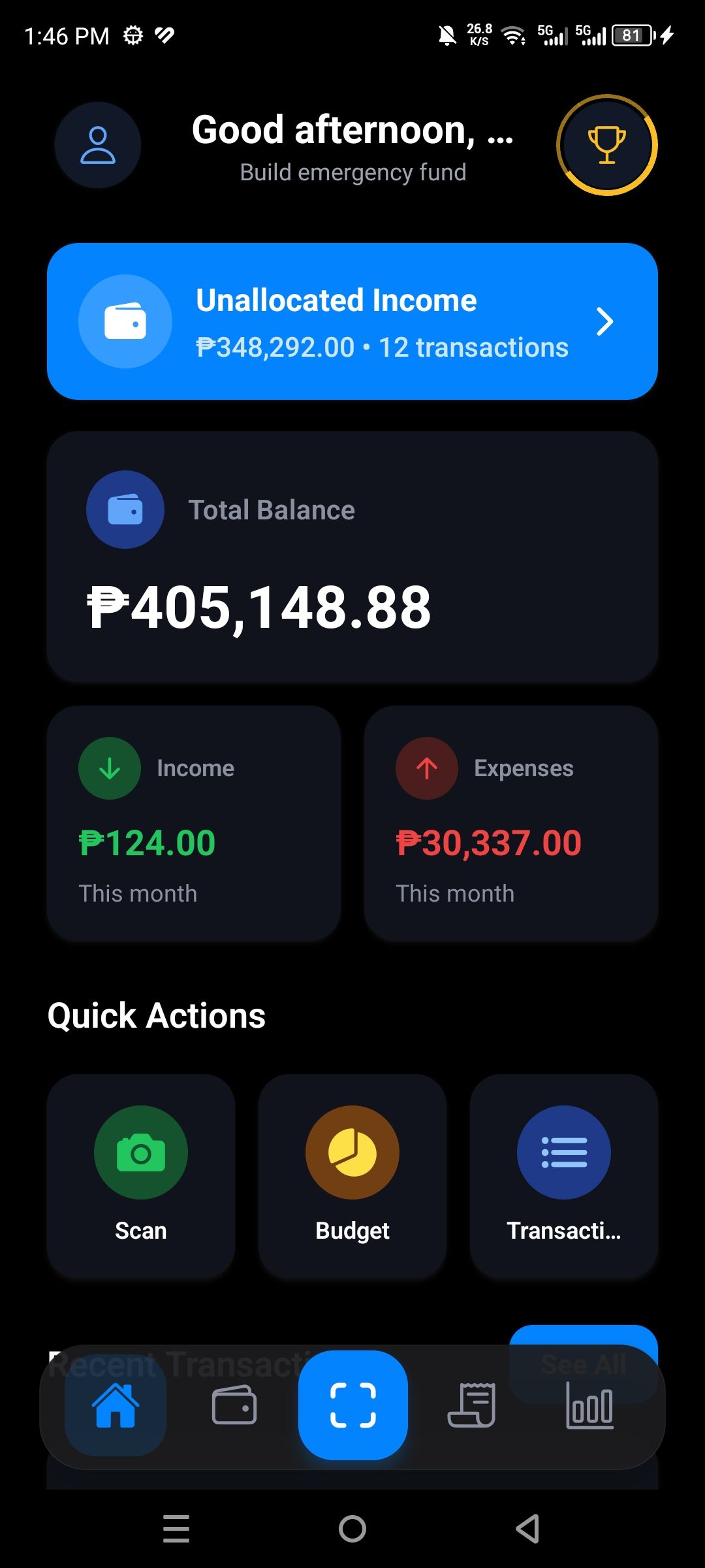 FinLite Home Dashboard